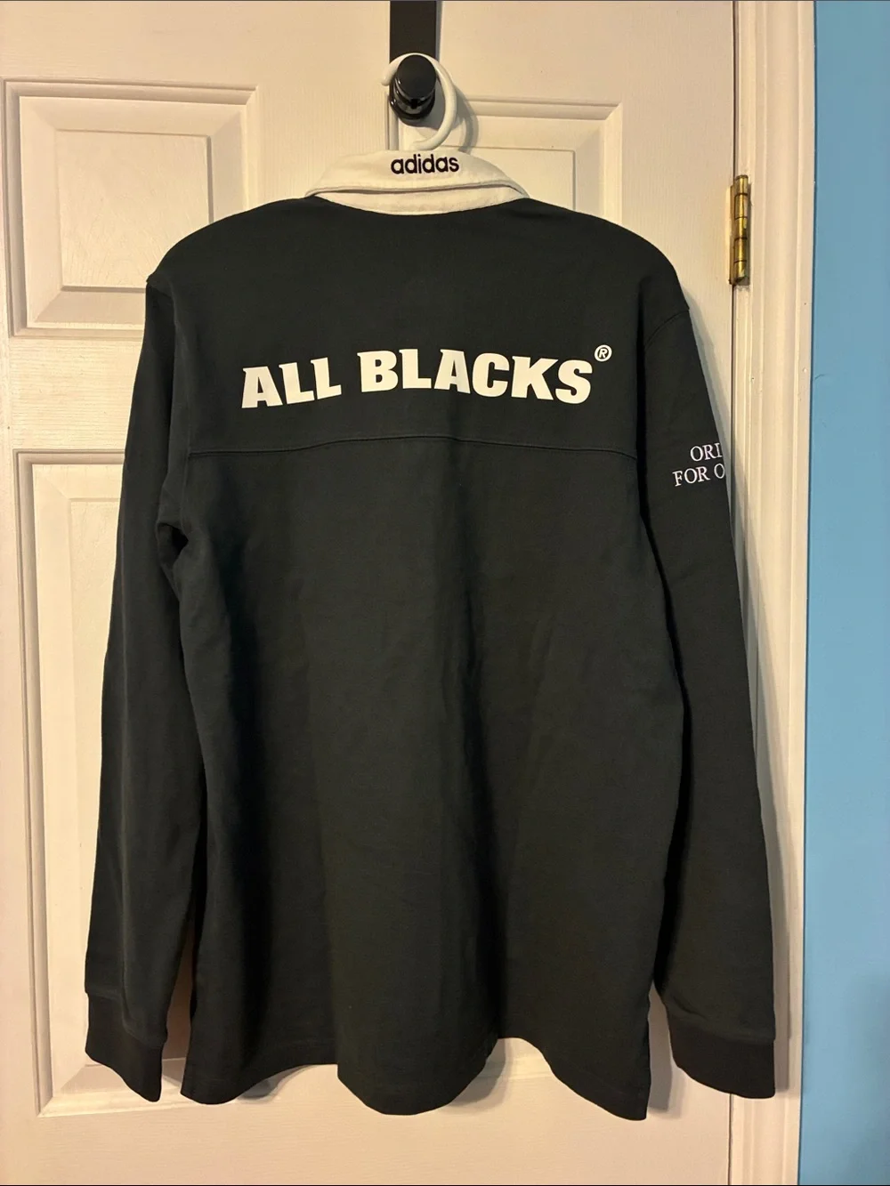 NWT adidas Men's Colorblock Long Sleeve Rugby Shirt - Blue, Orange, Black, White